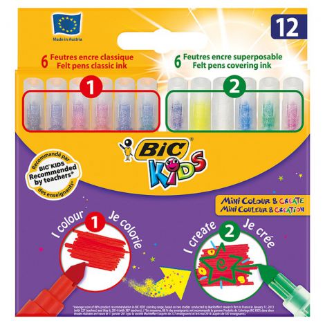 Pisaki Bic Kids Mini Colour, 12 kolorów